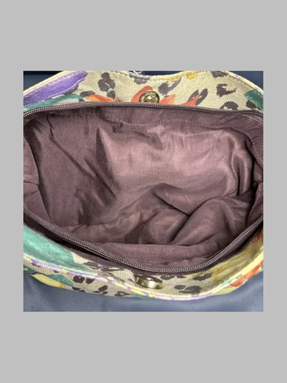 Kim Rogers Floral Leopard Print Canvas Hobo Shoulder Bag Multicolor Purse Large